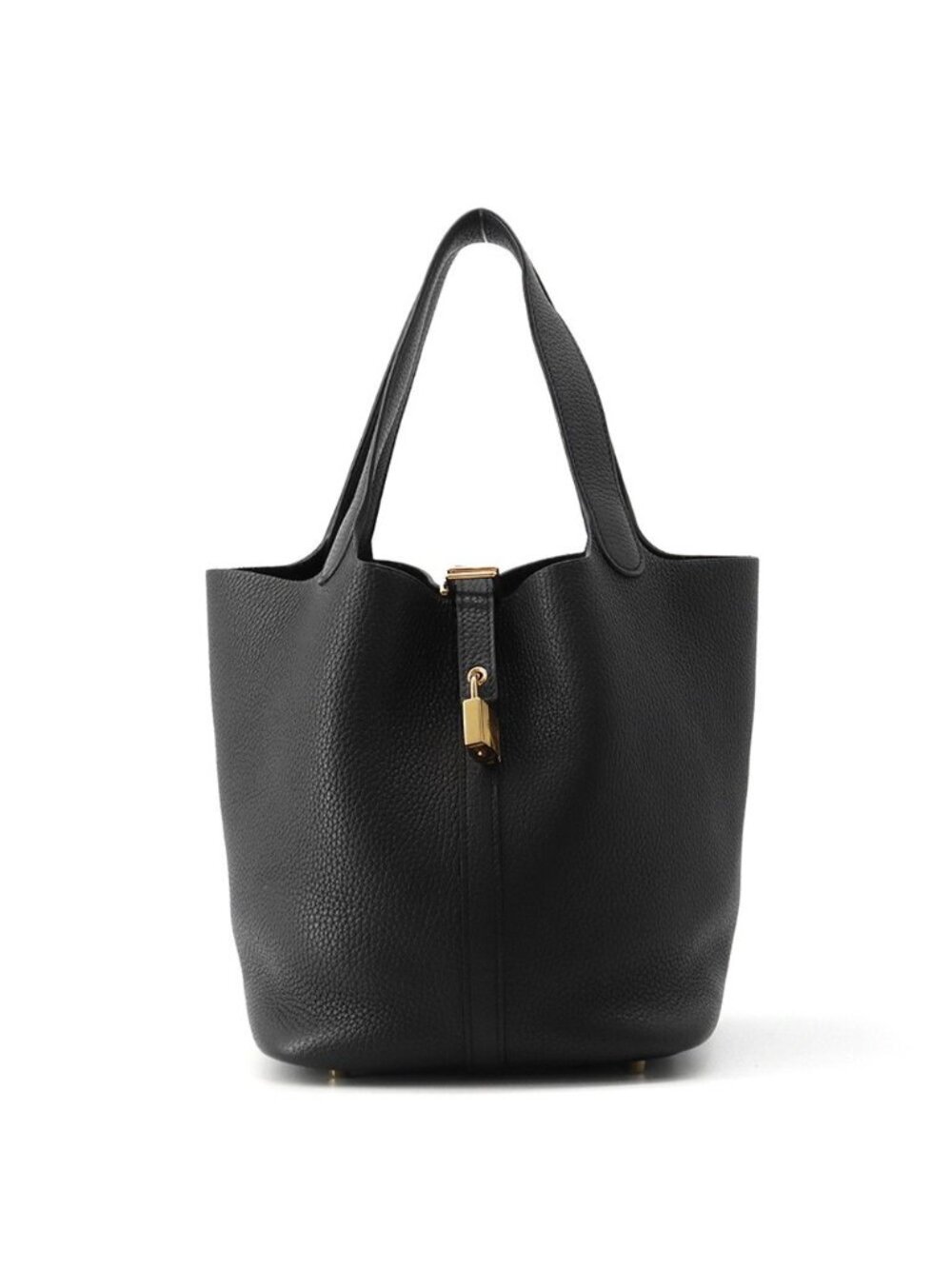 Hermes Handbag Picotin Lock MM Black Gold Taurillon Clemence Tote